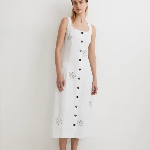 Madewell Button-Front Midi Dress in 100% Linen nwot! - Picture 1 of 4